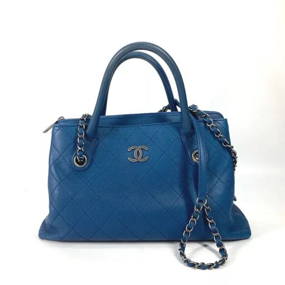 CHANEL Tote Bag Hand Bag CC Mark Matelasse Quilted Chain 2WAY Shoulder Bag - Picture 1 of 14
